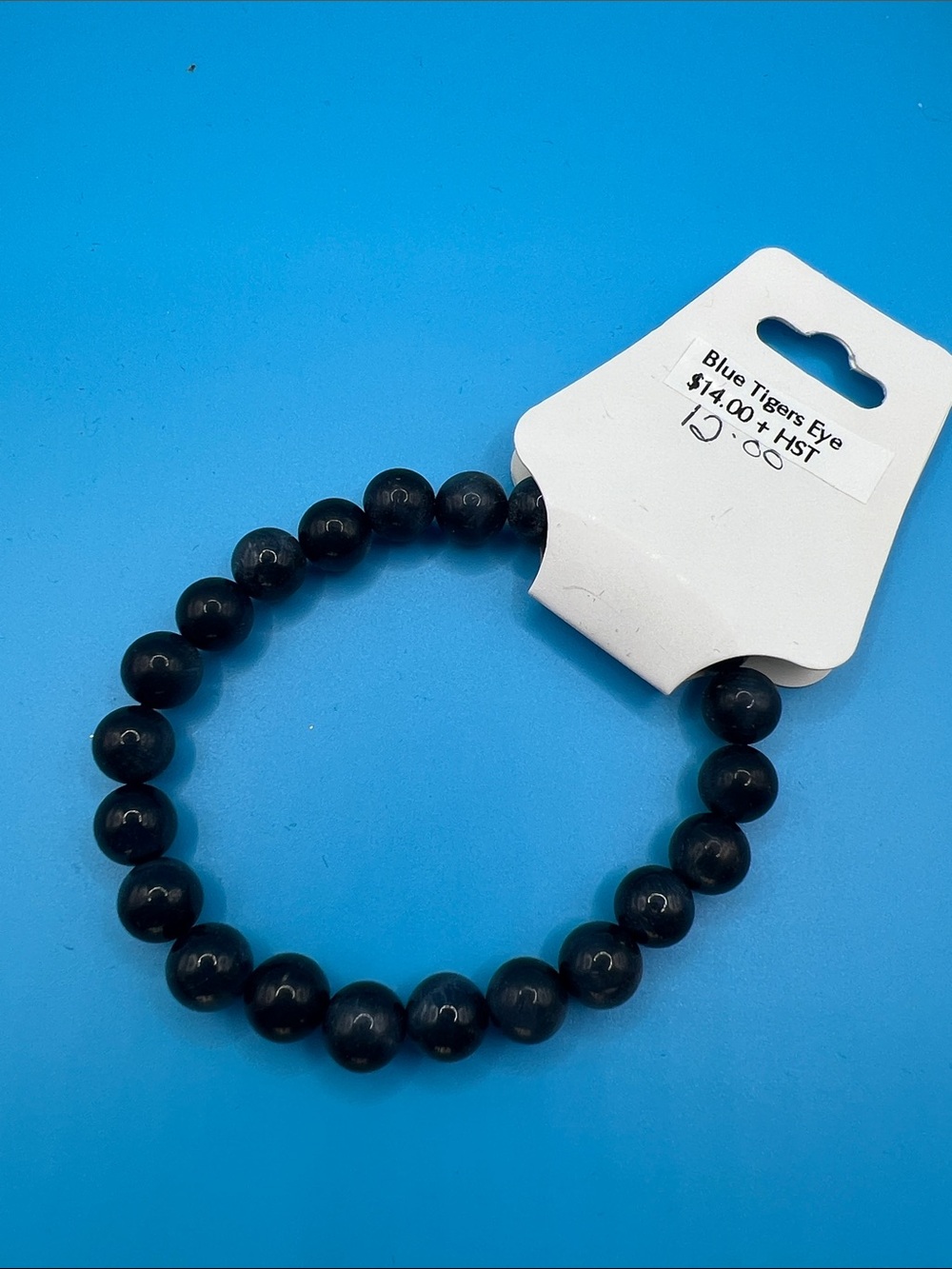 Blue Tigers Eye Beaded Bracelet 7-8mm beads
